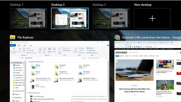 在Windows中微软将这些工作区称为多个桌面