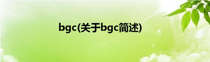 bgc(对于bgc简述)