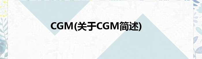 CGM(对于CGM简述)