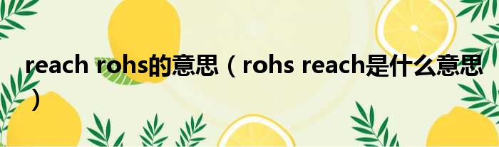 reach rohs的意思（rohs reach是甚么意思）