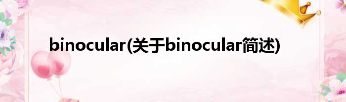 binocular(对于binocular简述)