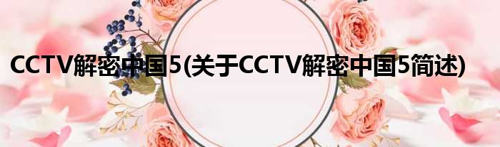 CCTV解密中国5(对于CCTV解密中国5简述)