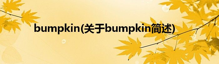 bumpkin(对于bumpkin简述)