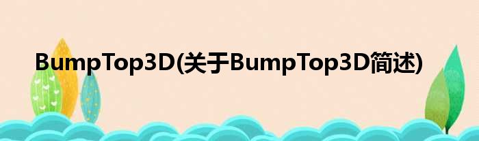 BumpTop3D(对于BumpTop3D简述)
