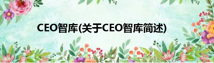 CEO智库(对于CEO智库简述)