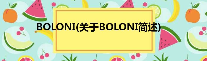 BOLONI(对于BOLONI简述)