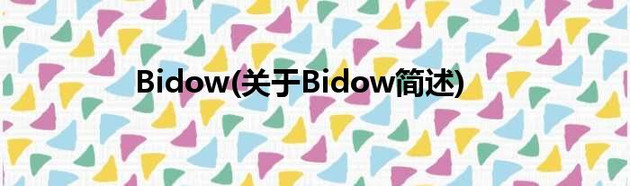 Bidow(对于Bidow简述)