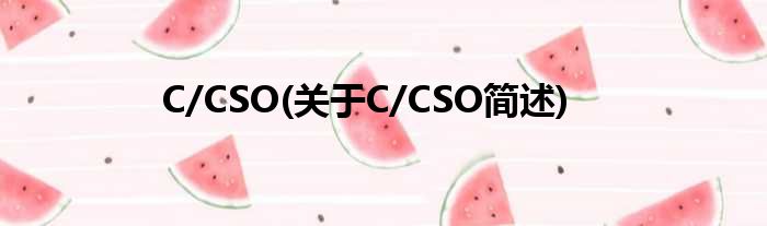 C/CSO(对于C/CSO简述)
