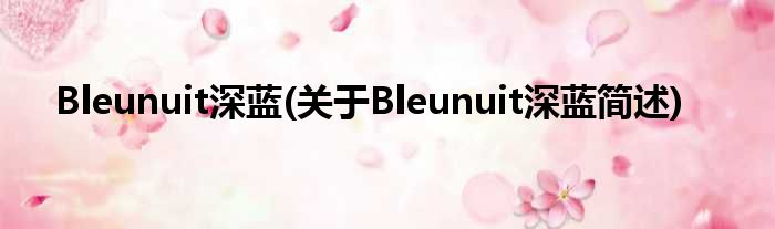 Bleunuit深蓝(对于Bleunuit深蓝简述)