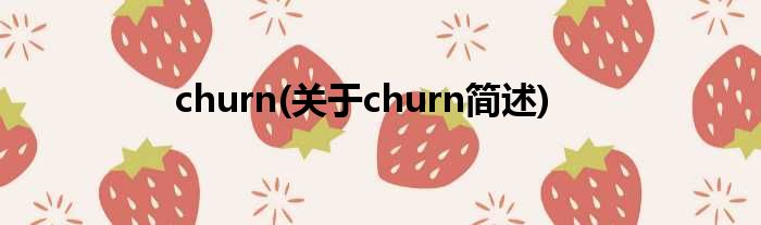 churn(对于churn简述)