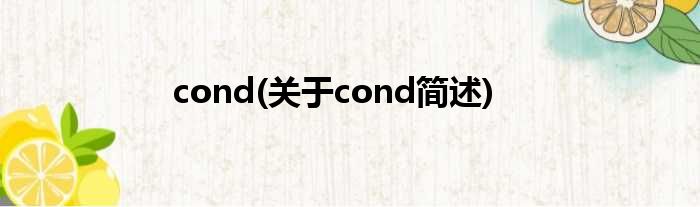 cond(对于cond简述)