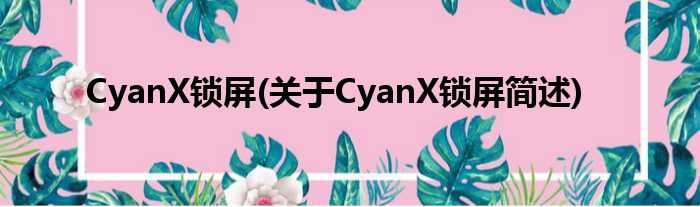 CyanX锁屏(对于CyanX锁屏简述)