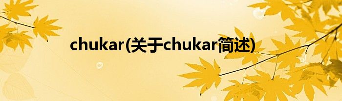 chukar(对于chukar简述)