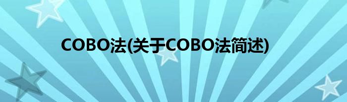 COBO法(对于COBO法简述)