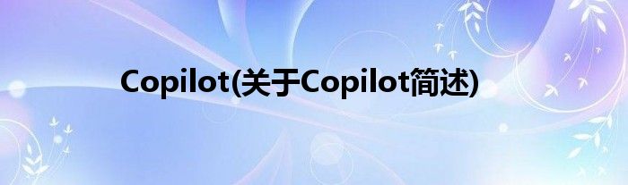 Copilot(对于Copilot简述)