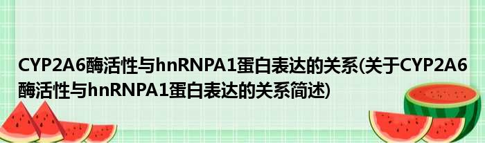 CYP2A6酶活性与hnRNPA1卵白表白的关连(对于CYP2A6酶活性与hnRNPA1卵白表白的关连简述)