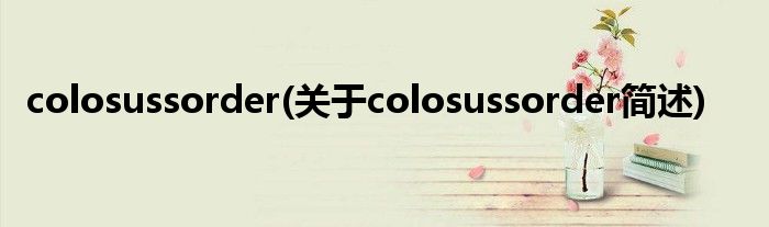 colosussorder(对于colosussorder简述)