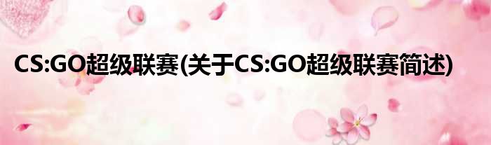 CS:GO超级联赛(对于CS:GO超级联赛简述)