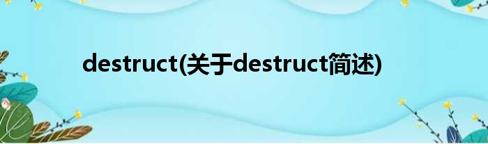 destruct(对于destruct简述)
