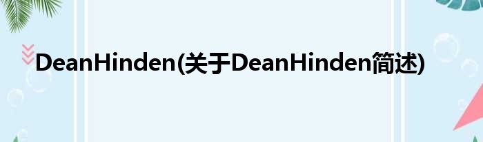 DeanHinden(对于DeanHinden简述)