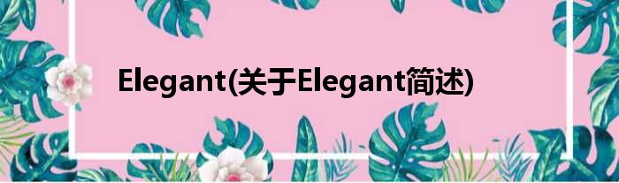 Elegant(对于Elegant简述)