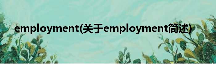 employment(对于employment简述)