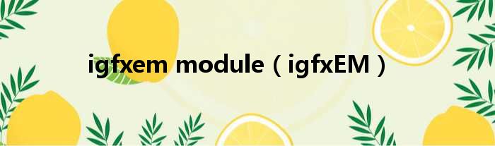 igfxem module（igfxEM）