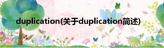 duplication(对于duplication简述)