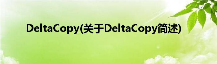 DeltaCopy(对于DeltaCopy简述)