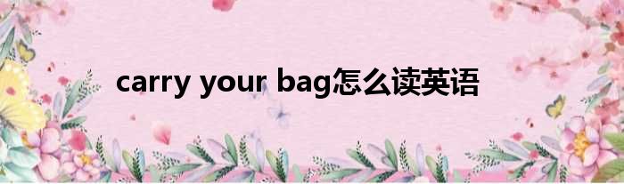 carry your bag奈何样读英语