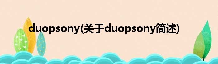 duopsony(对于duopsony简述)