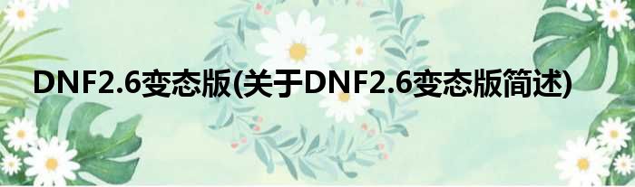 DNF2.6失常版(对于DNF2.6失常版简述)