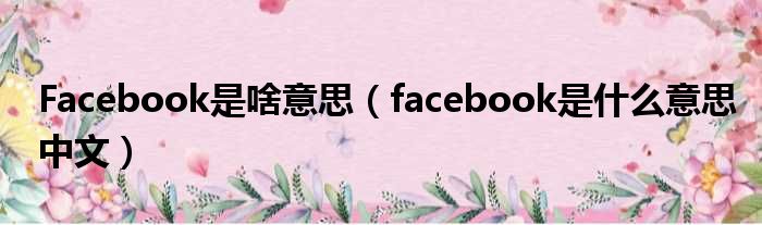 Facebook是啥意思（facebook是甚么意思中文）