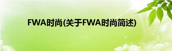 FWA时尚(对于FWA时尚简述)