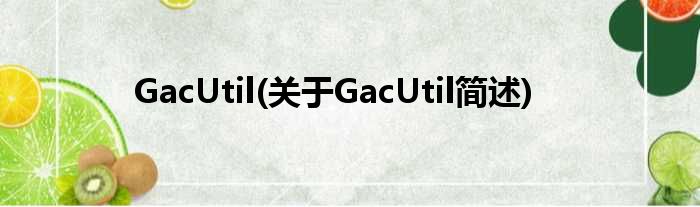 GacUtil(对于GacUtil简述)
