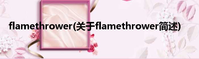 flamethrower(对于flamethrower简述)