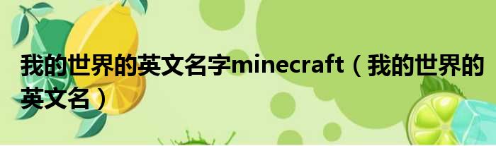 我的天下的英文名字minecraft（我的天下的英文名）