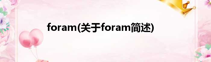foram(对于foram简述)