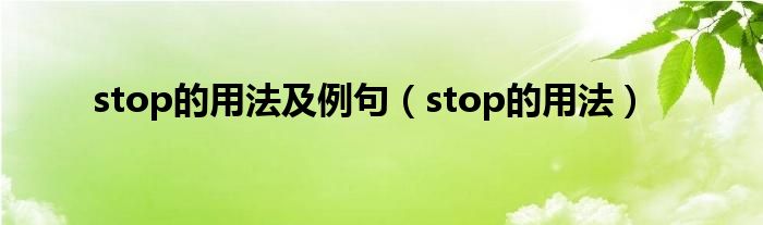 stop的用法及例句（stop的用法）