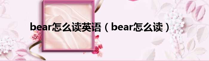 bear奈何样读英语（bear奈何样读）
