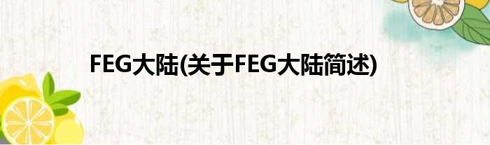 FEG大陆(对于FEG大陆简述)