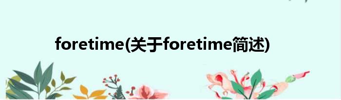 foretime(对于foretime简述)