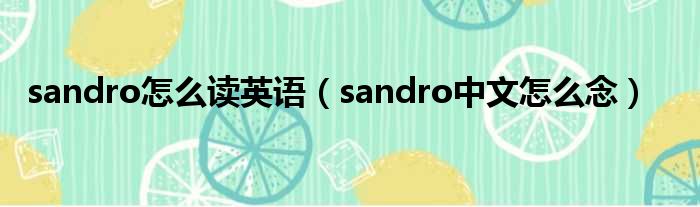 sandro奈何样读英语（sandro中文奈何样念）