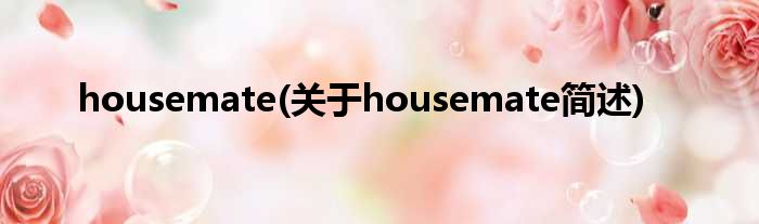 housemate(对于housemate简述)