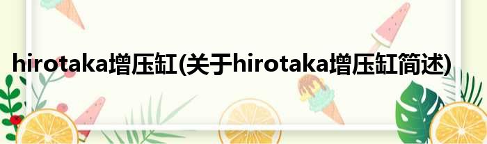 hirotaka增压缸(对于hirotaka增压缸简述)