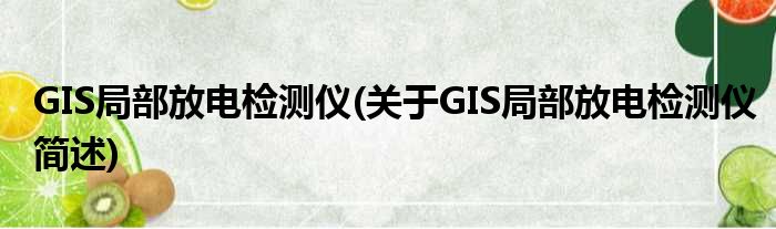 GIS部份放电检测仪(对于GIS部份放电检测仪简述)