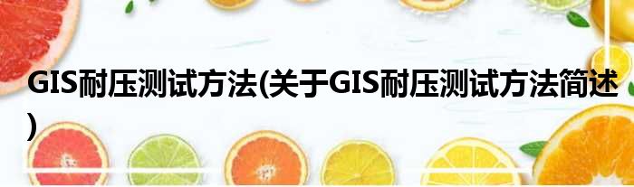 GIS耐压测试措施(对于GIS耐压测试措施简述)
