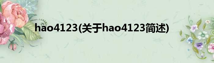 hao4123(对于hao4123简述)