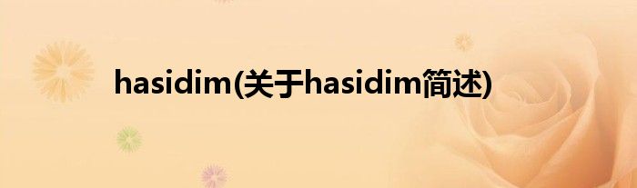 hasidim(对于hasidim简述)