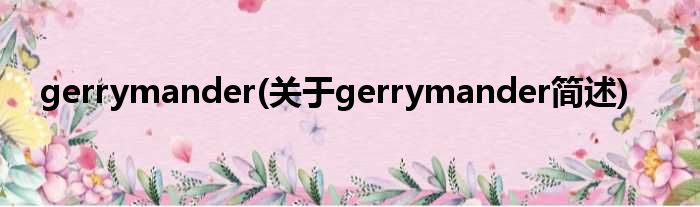 gerrymander(对于gerrymander简述)